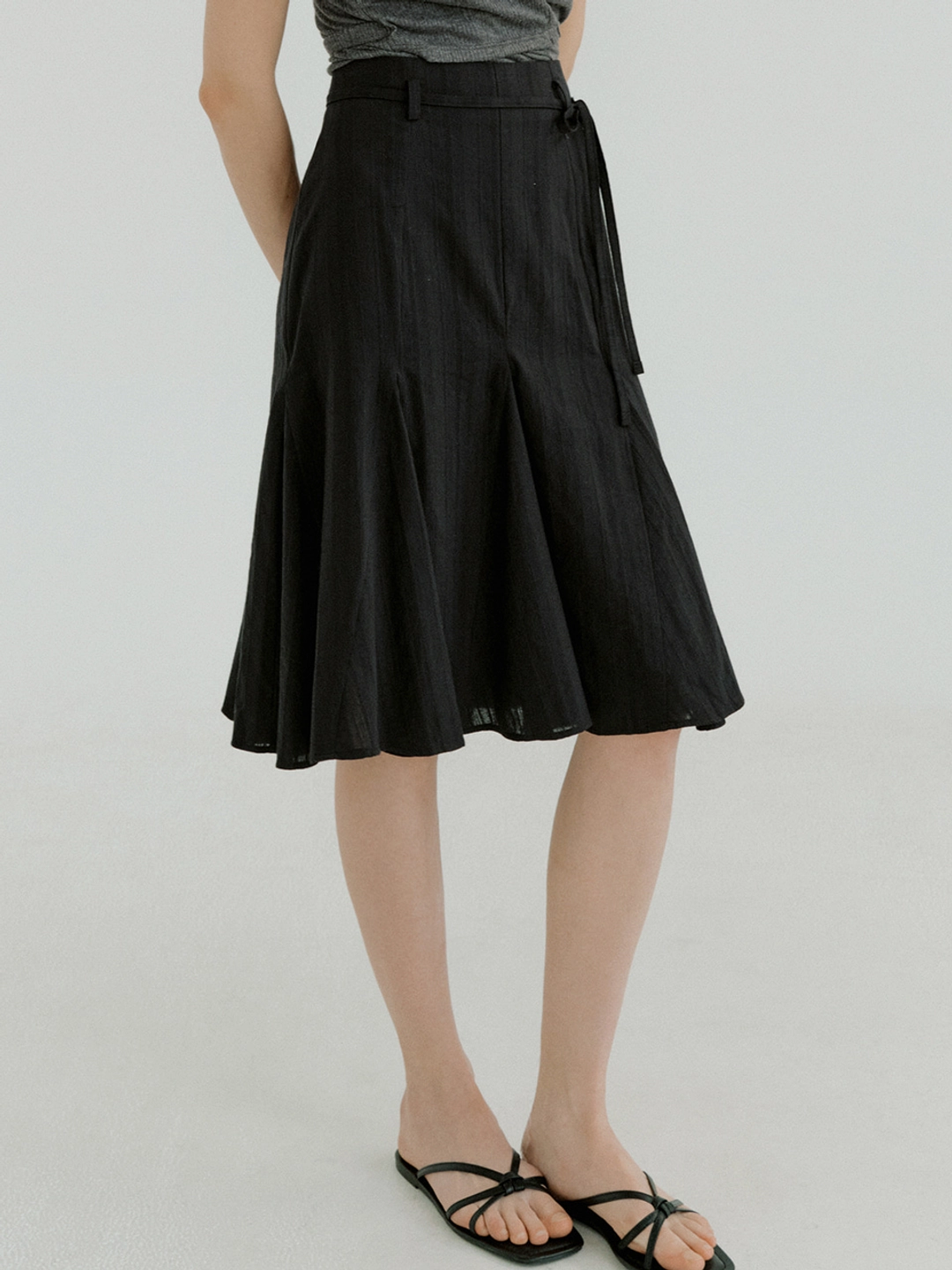 아워코모스 cotton lace midi skirt (black) orc 6064 상품 이미지 1