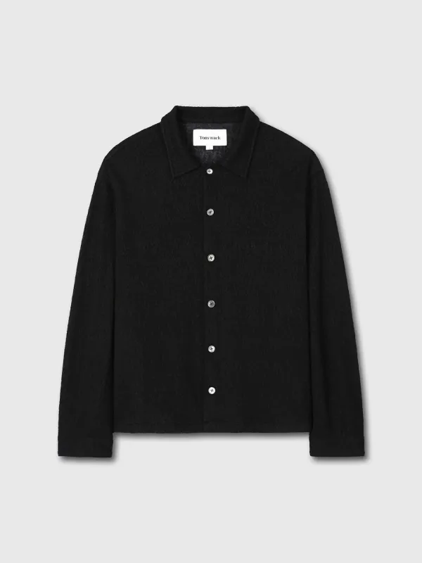 TEXTURED WOOL SHEER BUTTON BLOUSON (JAPANESE FABRIC)_ BLACK