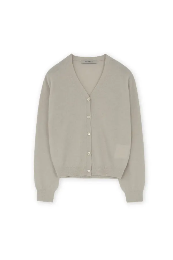 W Cashmere V Neck Cardigan, Ivory