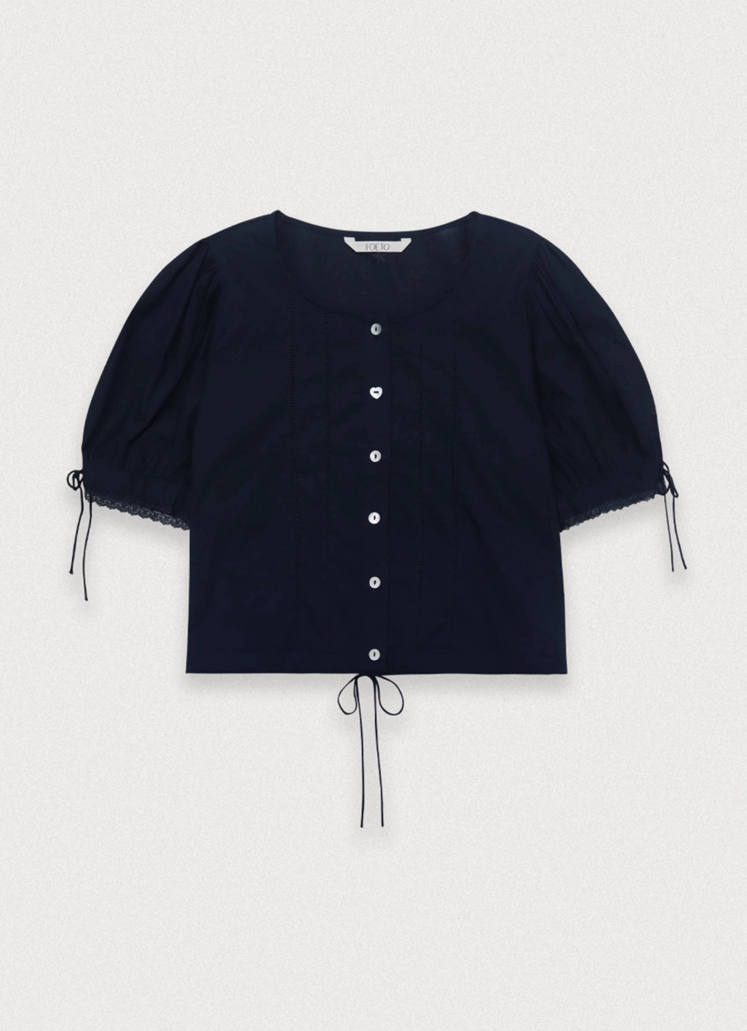 포에토 Title cropped blouse - navy 상품 이미지 1