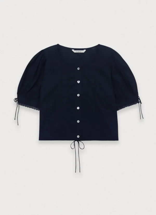 Title cropped blouse - navy