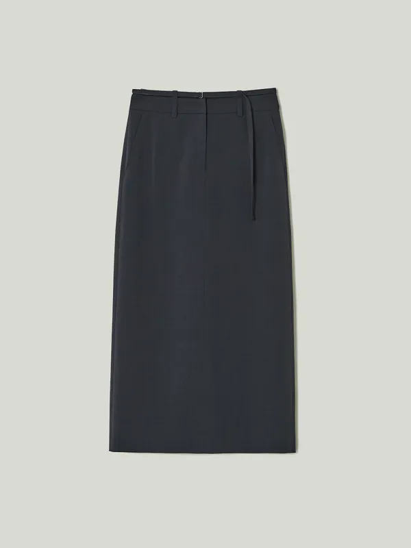 Belted Maxi Skirt Charcoal