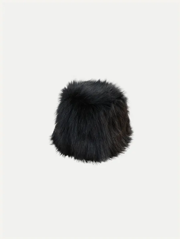 POIU FUR BUCKET HAT BLACK