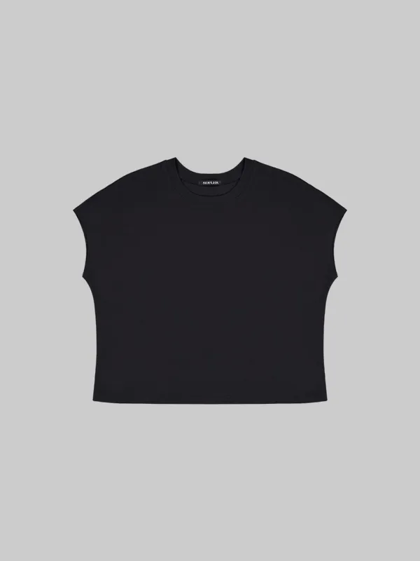 COMFY CUT-ON SLEEVE T-SHIRT_BLACK