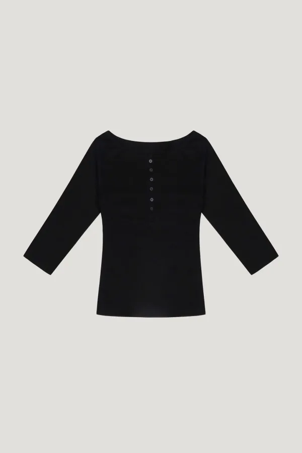 Cotton Button Tee (black)