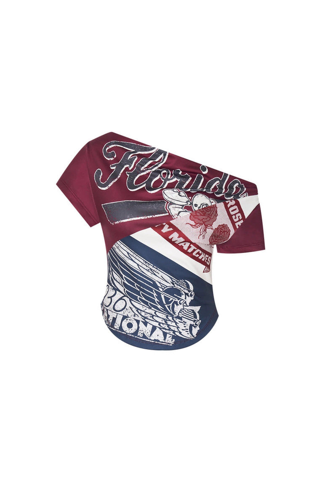 투머치택스 REWORK ONE SHOULDER T-SHIRT (MAROON) 상품 이미지 1