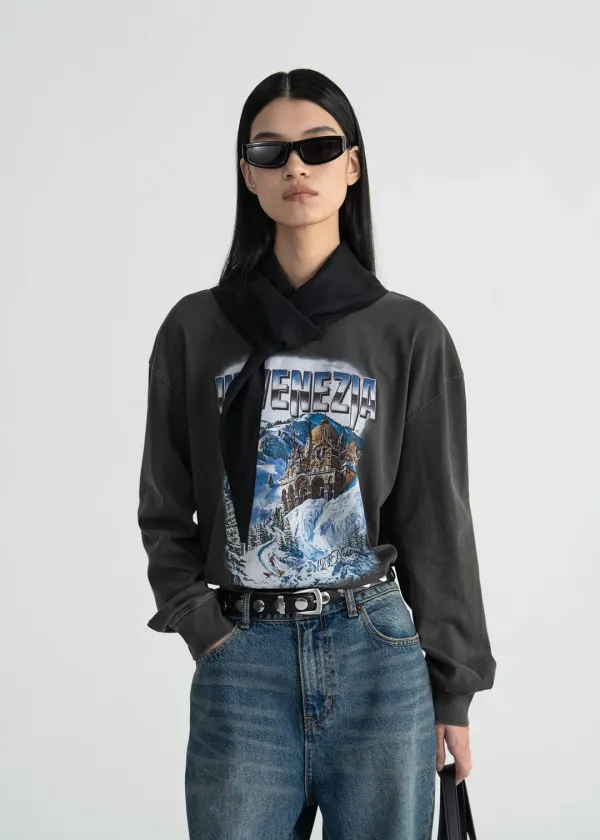 IN VENEZIA GRAPHIC LONG-SLEEVE T-SHIRT - CHARCOAL