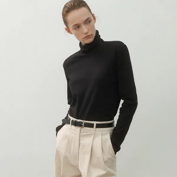 (Z-T-6928)ESSENTIAL WARM HIGH NECK TEE