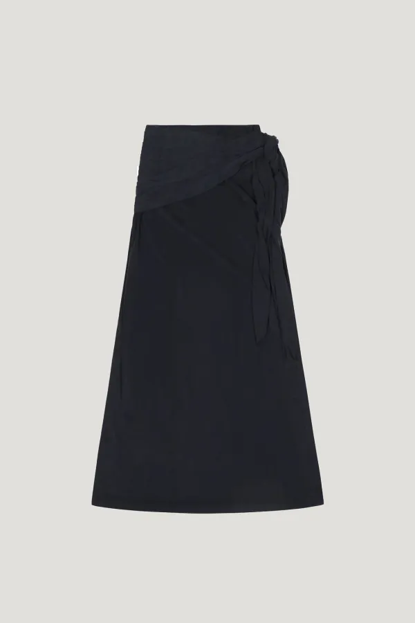 Drape Wrap Slim Skirt (charcoal)