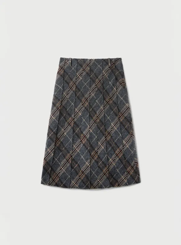 WOOL CHECK SKIRT