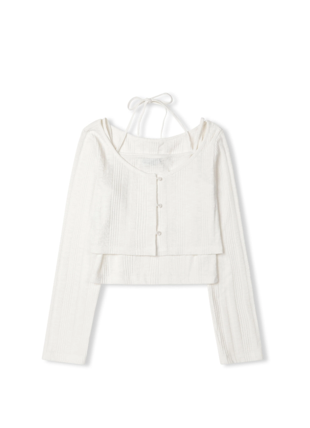 레더리 홀터넥 슬리브리스 가디건 세트 [WHITE] 상품 이미지 3