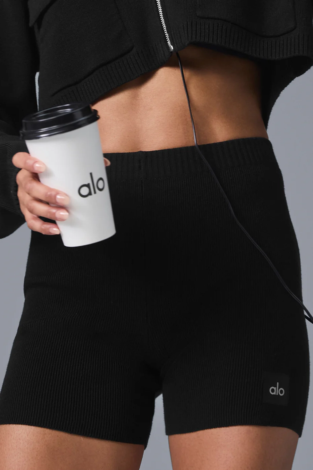 알로요가 Scholar Knit High-Waist Short - Black 상품 이미지 3