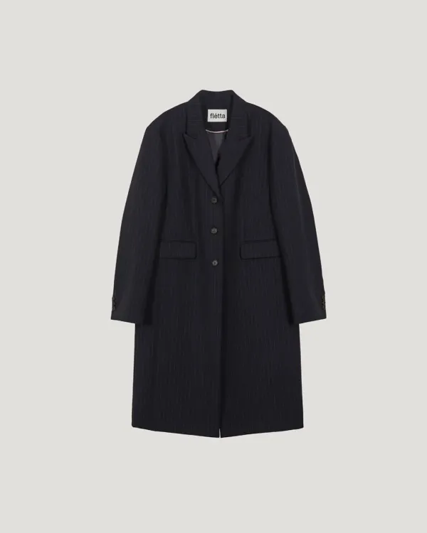 flétta Stripe Wool Long Jacket