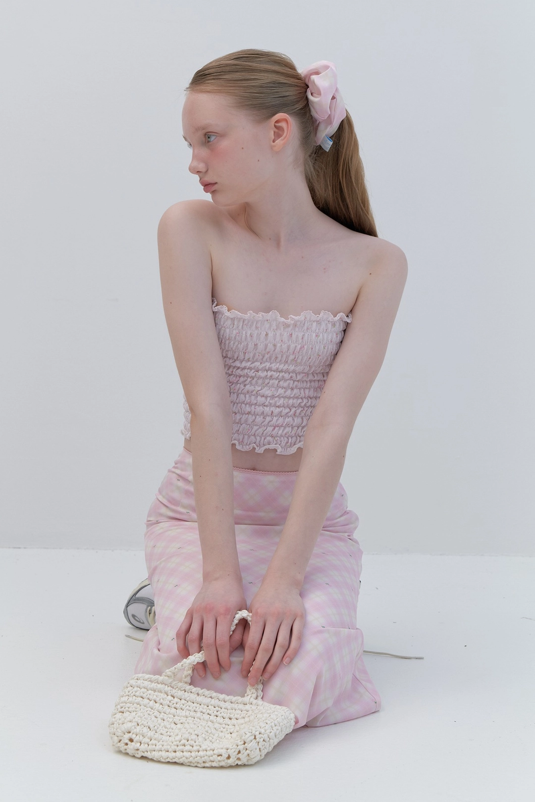 순수 Summer Check Skirt (Pink) 상품 이미지 1
