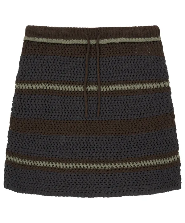STRIPE LAYERED KNIT SKIRT BROWN