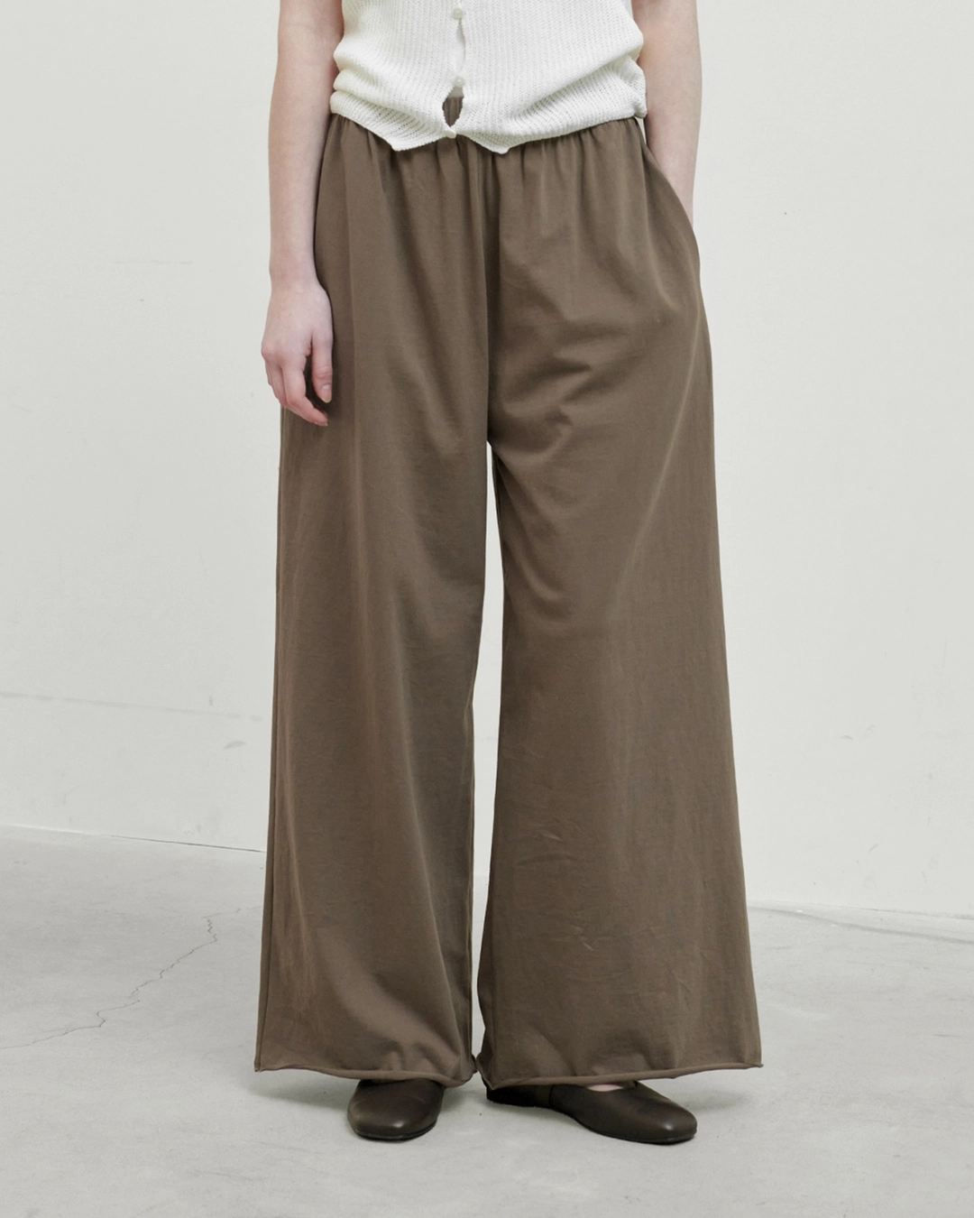 브라운야드 W Cut Off Easy Pants, Brown 상품 이미지 2