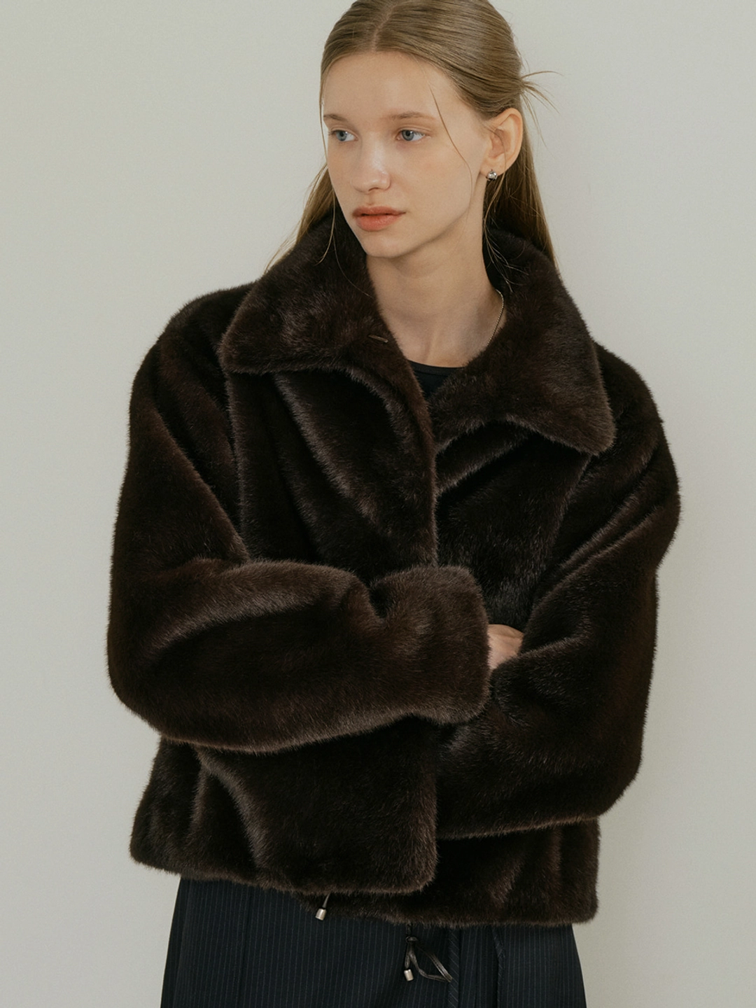아워코모스 comos 1552 string fur jacket (deep brown) 상품 이미지 2