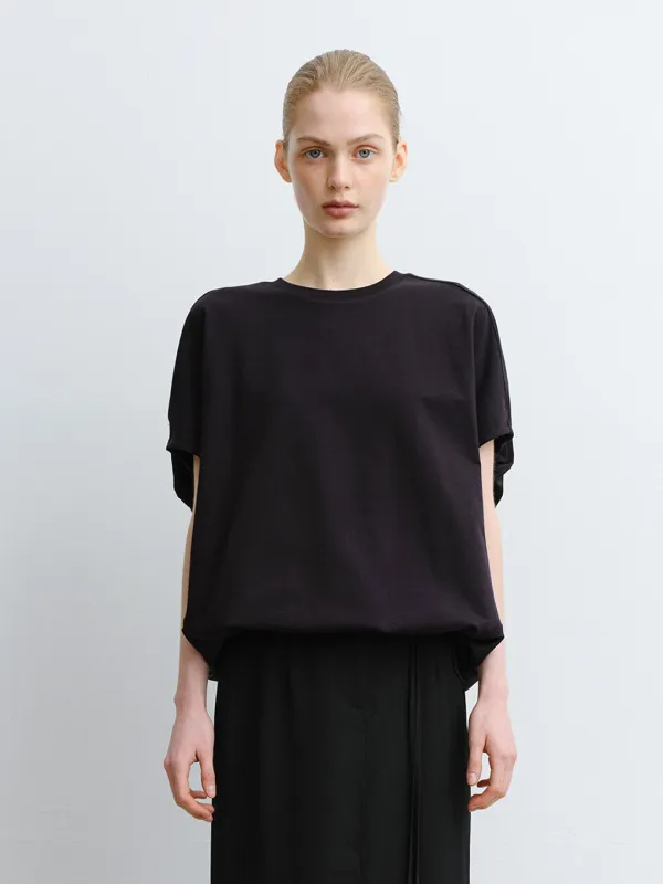 TVR VOLUME SATIN STRING TOP_BLACK