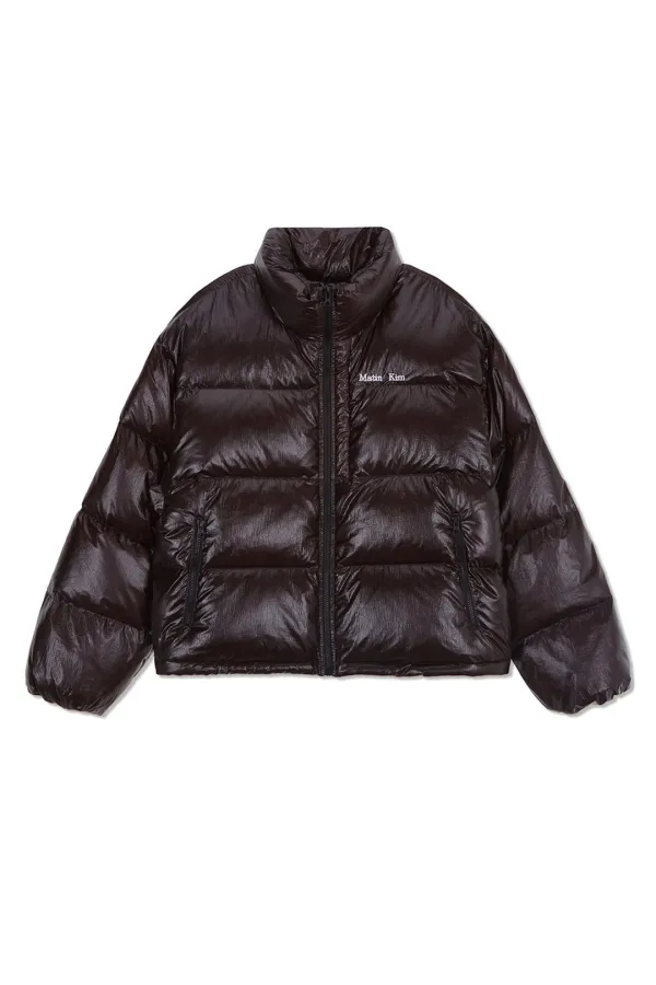SMALL LOGO VOLUME DOWN JUMPER FOR MEN IN DARK BROWN