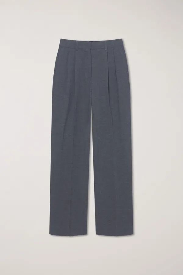 DOUBLE PLEATED SLACKS MELANGE GREY_UDPA6A204G2