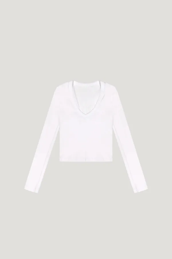 Deep V Neck T (white)