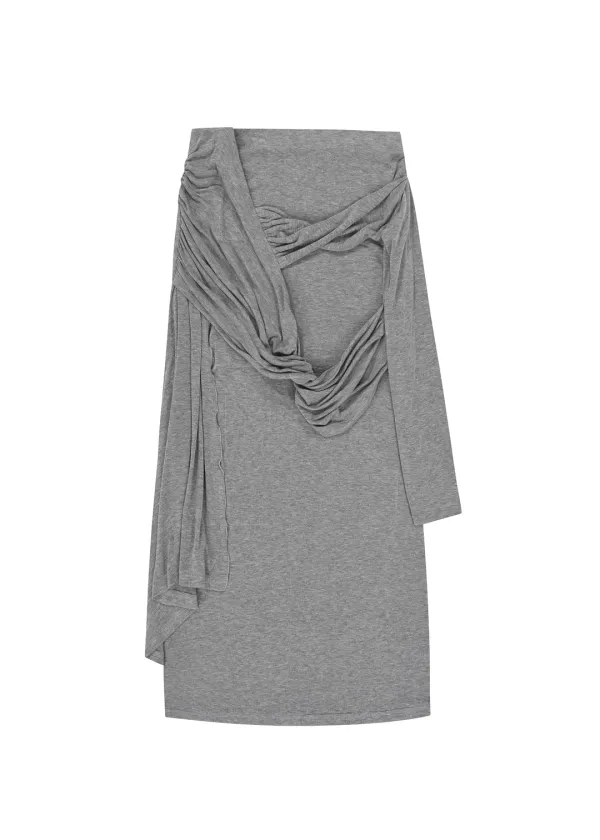 SIGNATURE DRAPING SKIRT, LIGHT GRAY