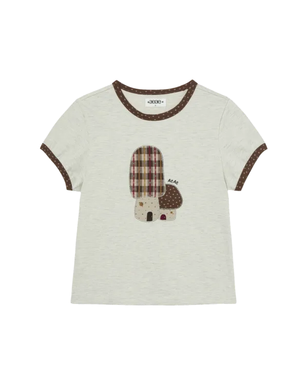 MUSHROOM APPLIQUE TEE [OATMEAL]