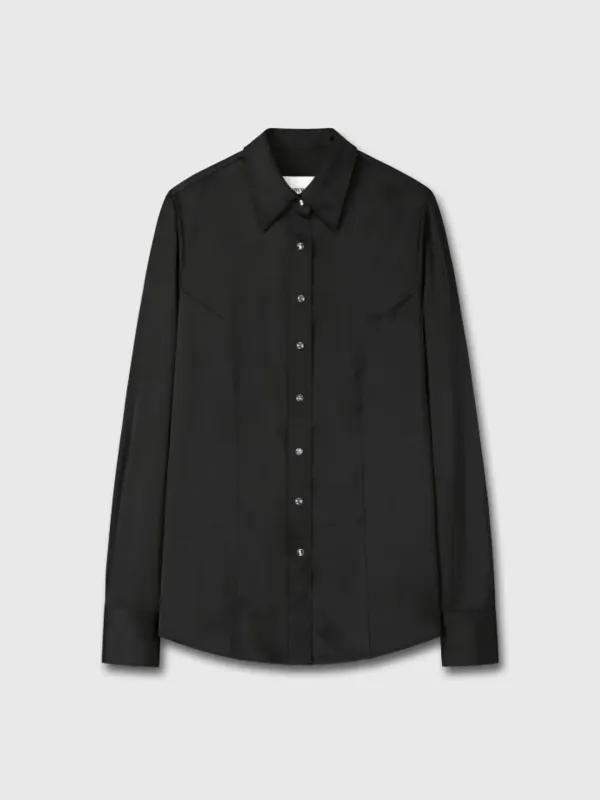 SATIN REGULAR-FIT SHIRT_ BLACK