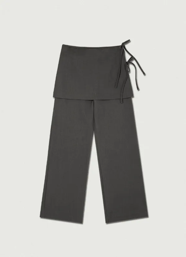 3rd/ Ribbon Skirt Slacks [charcoal]