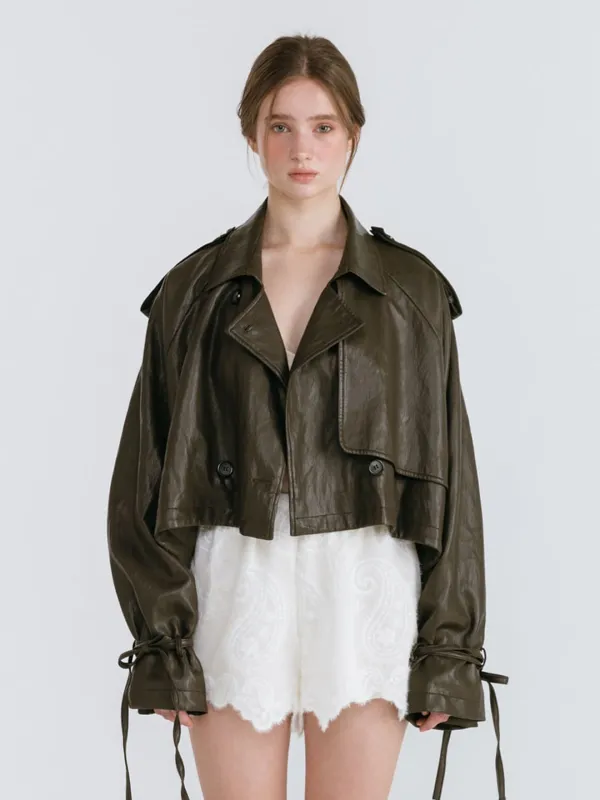 LEATHER STRAP TRENCH JACKET / IVORY
