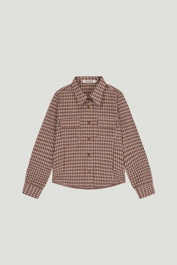 [L/V] POCKET PLAID LINE SHIRT (WINE)