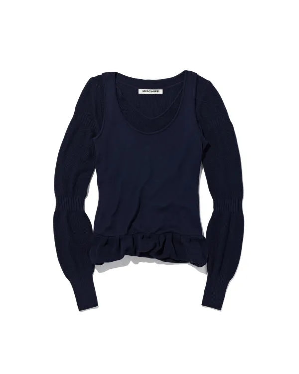 RIPPLE LAYERED KNIT TOP_DEEP NAVY