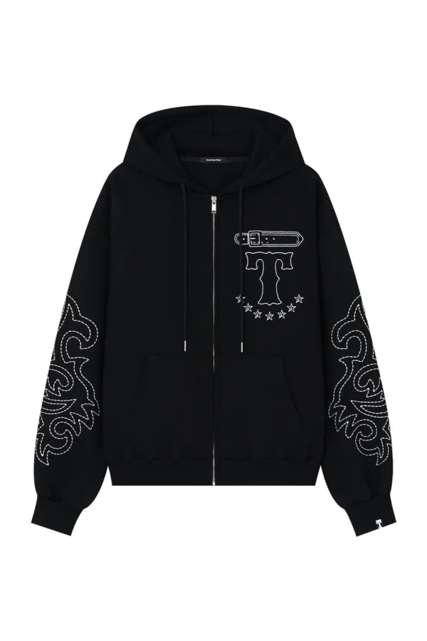 WESTERN STITCH ZIP-UP HOODIE (BLACK)