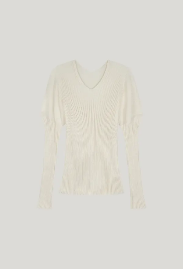 line ribbed knit_ivory