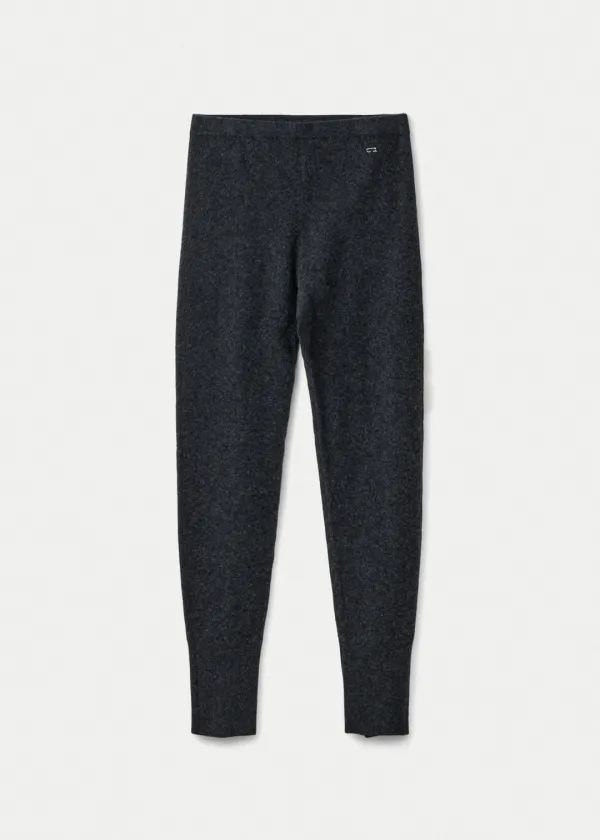 Wool cashmere button hem leggings_Graphite