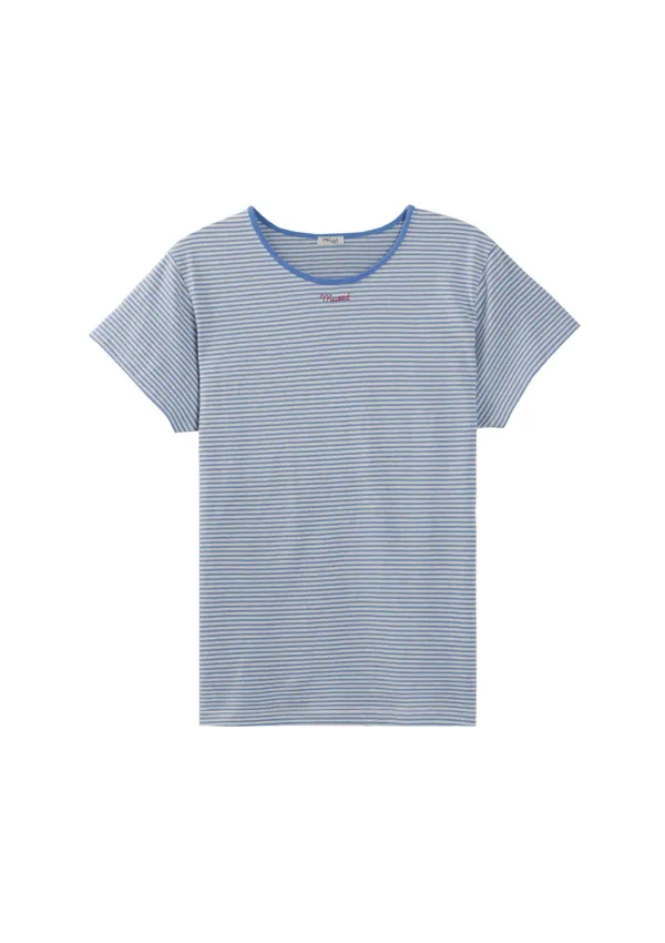 Mused Classic Short SLV T-shirts - Blue Stripe