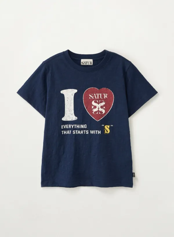 (W) I LOVE Slub T-Shirt - Navy