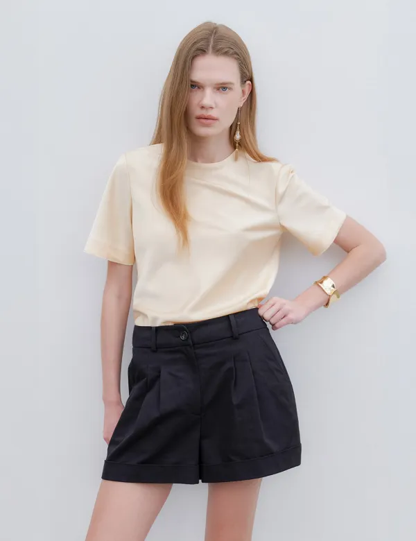 Vero Cotton Mid-Rise Shorts (Black)