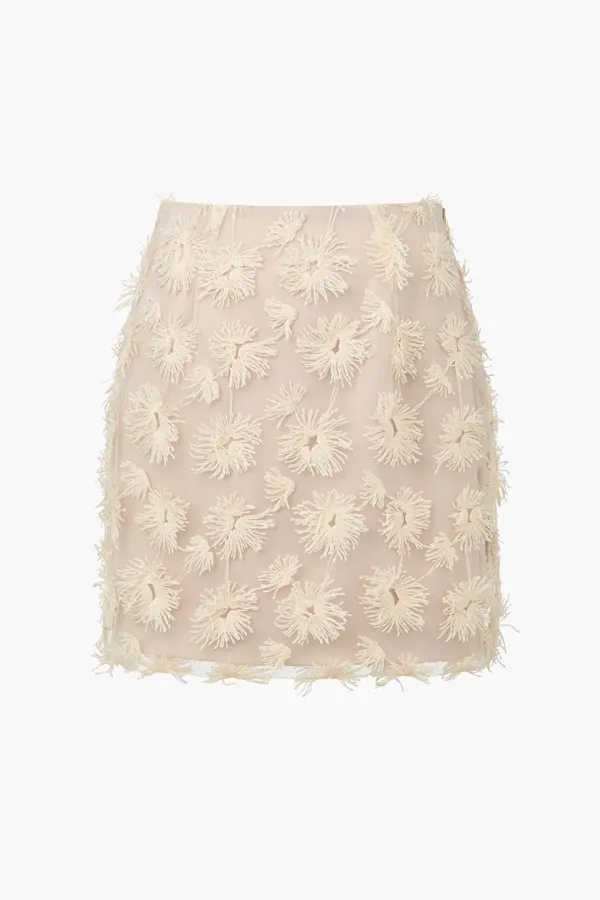 Flower Lace Mini Skirt, Peach