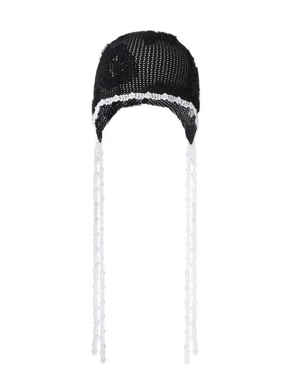 LACE CROCHET BONNET_BLACK