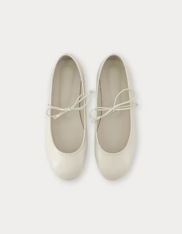 Macaron Ribbon Flat - Ivory