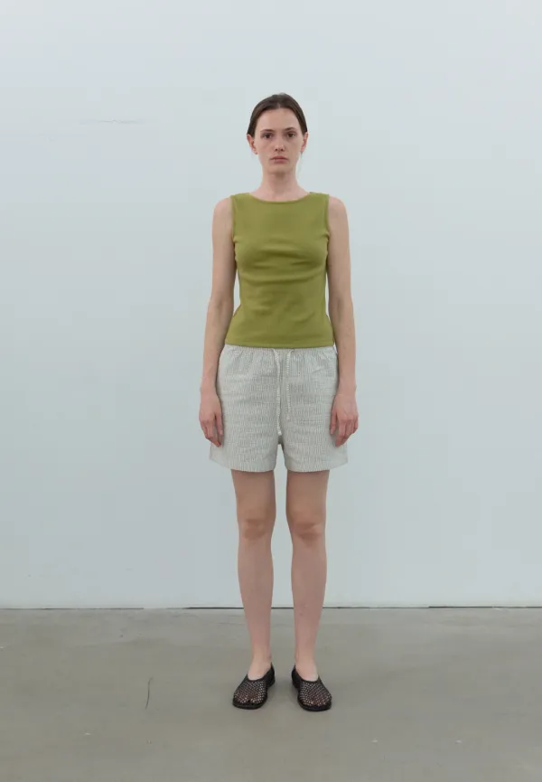 Boatneck rib sleeveless (olive)
