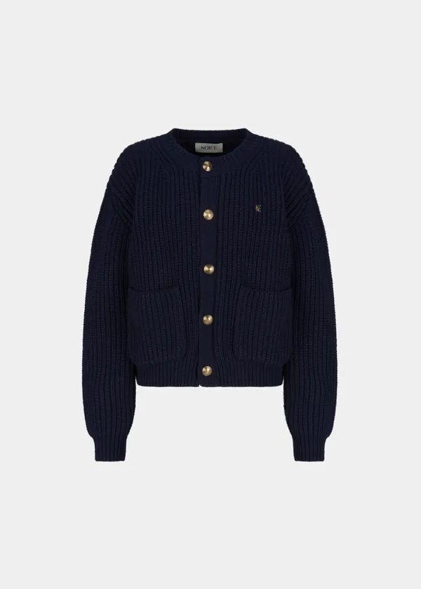 W HEAVY-GAUGE WOOL-BLEND CARDIGAN - DARK NAVY