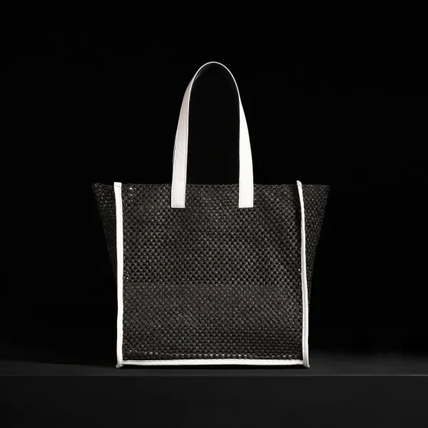 Raffia Tote - Black Sea
