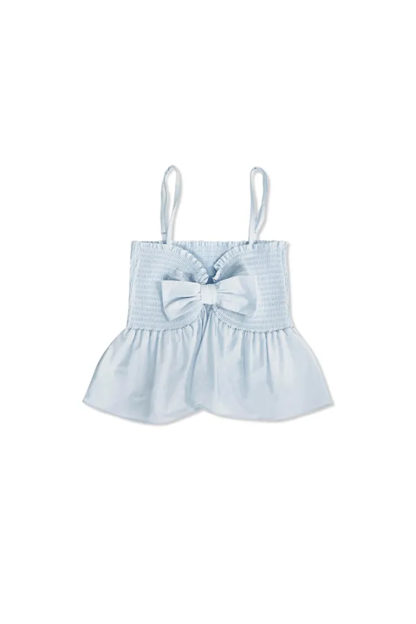 Ribbon smoke sleeveless_skyblue