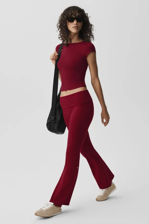 ALO Softsculpt Foldover Flare Legging - Summer Romance Red