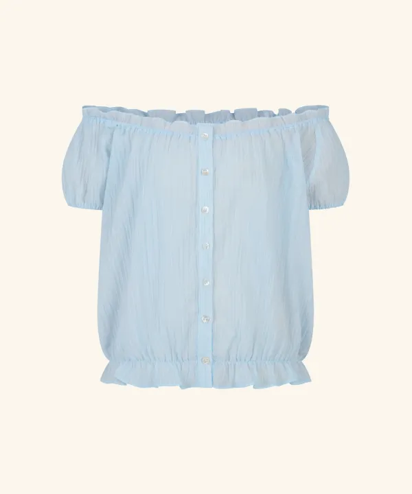 Dual Banding Two-Way Blouse (Sky Blue)