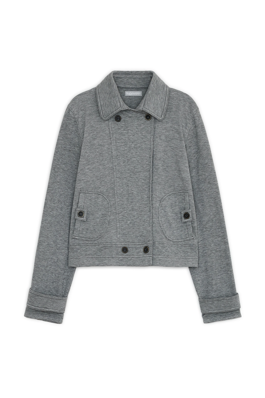 허그유어스킨 Double button sweat jacket (Gray) 상품 이미지 1