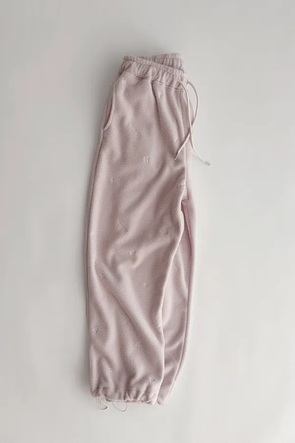 (3rd Re-stock) Silvery Fleece Joggers (Pale Pink)