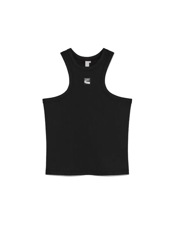 (W) Patch Tank Top Black